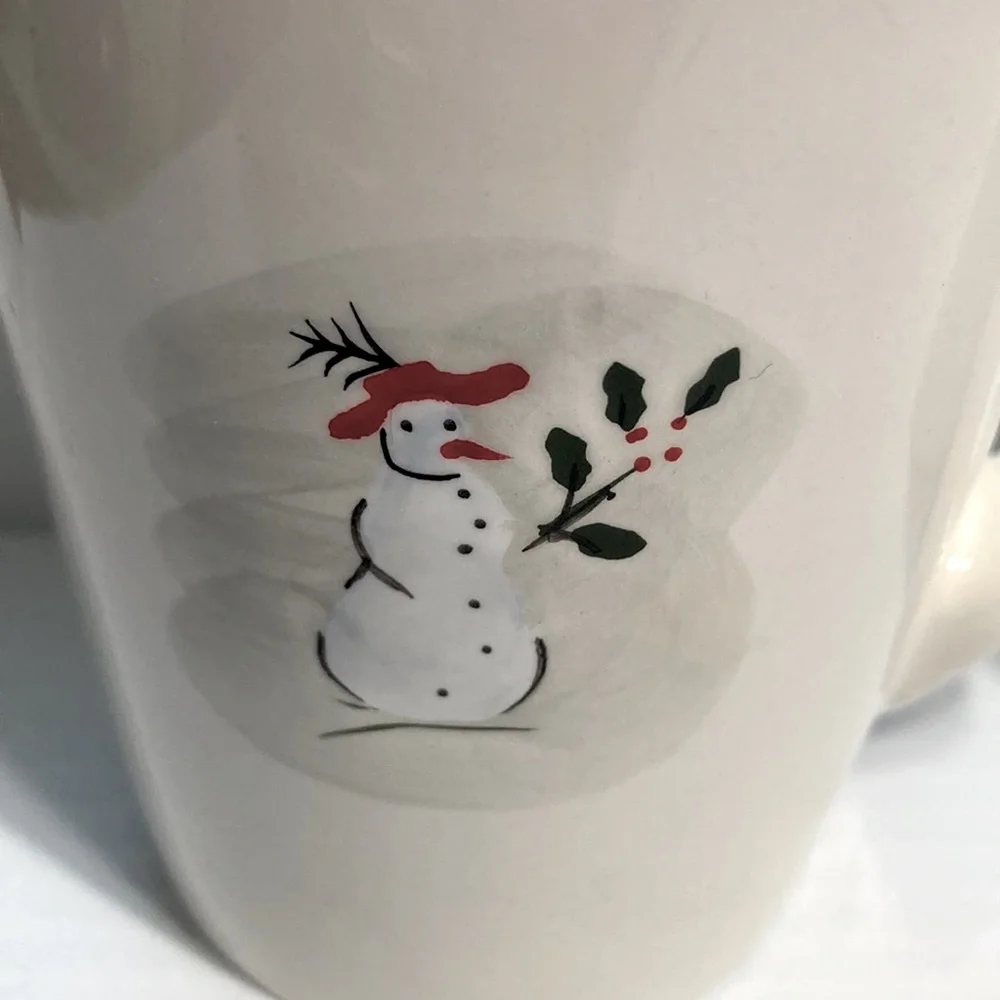Williams Sonoma Snowmen Holiday Coffee Mug Cups 8 oz SET of 2